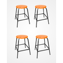 Ver imagem 1 de Kit 4 Banco de Metal Bar Assento Plástico Empilhável Laranja 55cm