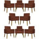 Ver imagem 1 de Kit 8 Poltronas Decorativas para Sala Mari Suede Cores Pé Palito Castanho