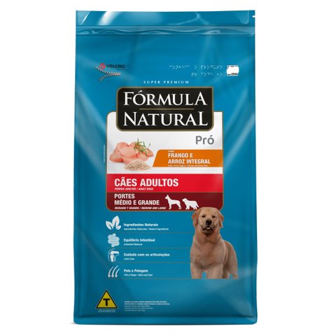 Ração Fórmula Natural Pró Super Premium Cães Adultos Raças Médias e Grandes Frango e Arroz Integral