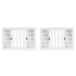 Kit com 2 Janelas de Aço de Correr 100x150cm 4 Folhas com Grade Minas Sul Mgm - 1