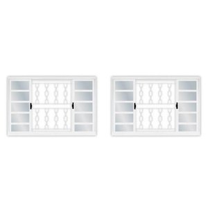 Kit com 2 Janelas de Aço de Correr 100x150cm 4 Folhas com Grade Minas Sul Mgm
