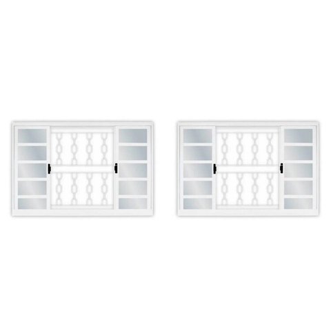 Kit com 2 Janelas de Aço de Correr 100x150cm 4 Folhas com Grade Minas Sul Mgm