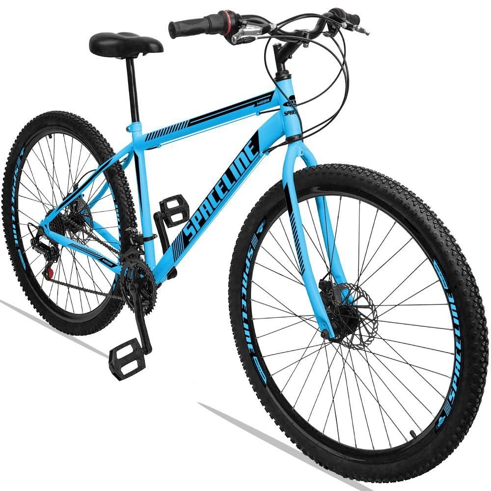 Bicicleta Moon Aro 29 Quadro Aço Garfo Rígido 21 Marchas Freio a Disco Mecânico - Spaceline - Azul - - 3