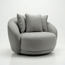 Ver imagem 1 de Poltrona Giratória Veneza 122cm Tecido Bouclé Premium e Corino Design Curvo Moderno Sala Estar Quart