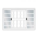 Ver imagem 2 de Kit com 2 Janelas de Aço de Correr 100x100cm 4 Folhas com Grade Minas Sul Mgm