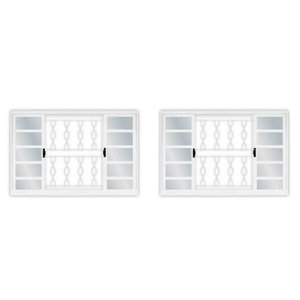 Kit com 2 Janelas de Aço de Correr 100x100cm 4 Folhas com Grade Minas Sul Mgm