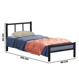Cama de Ferro Tubular Solteiro Preto Primoart - 2