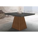 Ver imagem 1 de Mesa P/ Cozinha Luna C/ Tampo 90x90cm Madeirado Vidro Canto Curvo - Imbuia/ripado 3d/grafite -