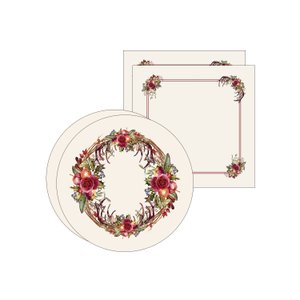 Kit Sousplat + Guardanapo Natal Galhada Flores - 2 Peças - sem Base