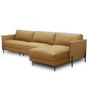 Ver imagem 1 de Sofá 4 Lugares com Chaise Direito Sala Living 300cm Amábile L06 Couro Marrom Claro - Lyam Decor