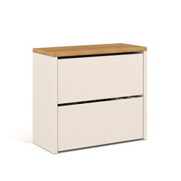 Sapateira Mel com 2 Portas Basculantes para Quarto ou Hall de Entrada - Off White com Freijó - 5