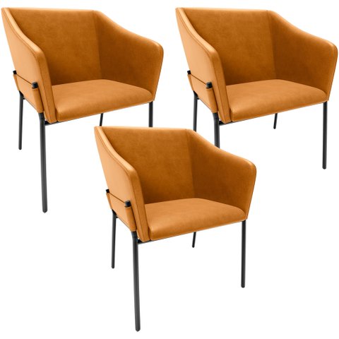 Kit 3 Cadeiras para Sala de Jantar Estar Living Olívia L02 Couríssimo Whisky - Lyam Decor