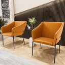 Ver imagem 2 de Kit 3 Cadeiras para Sala de Jantar Estar Living Olívia L02 Couríssimo Whisky - Lyam Decor