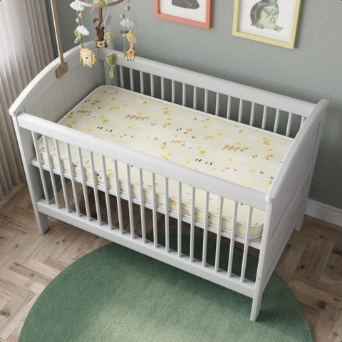 Colchão Baby Berço D18 130x70x7 Bms Estampado Amarelo