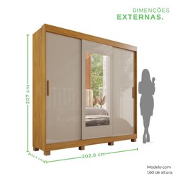 Guarda-roupa 4 Gavetas 3 Portas de Correr com Espelho com Pés Porto - 4