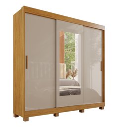 Guarda-roupa 4 Gavetas 3 Portas de Correr com Espelho com Pés Porto - 3