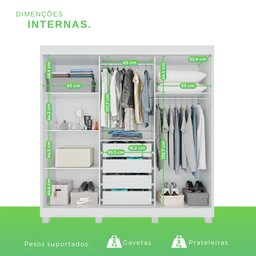 Guarda-roupa 4 Gavetas 3 Portas de Correr com Espelho com Pés Porto - 5