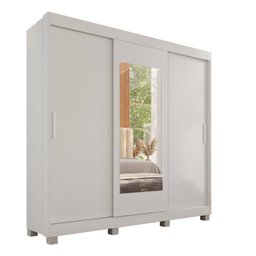 Guarda-roupa 4 Gavetas 3 Portas de Correr com Espelho com Pés Porto - 3