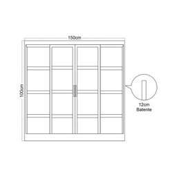 Kit com 2 Janelas de Aço de Correr 100x150cm 4 Folhas Minas Sul Mgm - 4