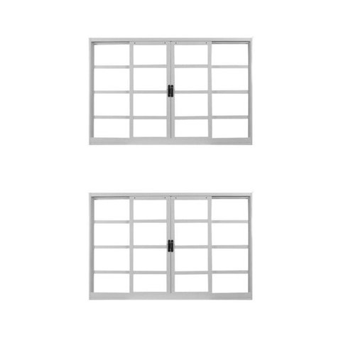 Kit com 2 Janelas de Aço de Correr 100x150cm 4 Folhas Brancas MGM
