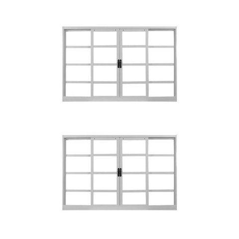 Kit com 2 Janelas de Aço de Correr 100x150cm 4 Folhas Brancas MGM