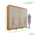 Ver imagem 4 de Guarda-Roupa 2 Gavetas 6 Portas com Pés Lisboa Marrom/Cinamomo/Off White