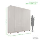 Ver imagem 4 de Guarda-Roupa 2 Gavetas 6 Portas com Pés Lisboa Branco