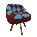 Ver imagem 2 de Poltrona Paloma Escritório Sala Giratória Madeira Suede Vinho e Suede Azul Turquesa - Dominic Decor