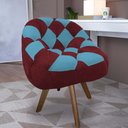 Ver imagem 1 de Poltrona Paloma Escritório Sala Giratória Madeira Suede Vinho e Suede Azul Turquesa - Dominic Decor