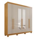 Ver imagem 3 de Guarda-Roupa 2 Gavetas 6 Portas com Espelho com Pés Lisboa Marrom/Cinamomo/Off White