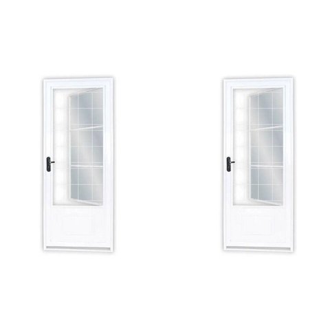 Kit com 2 Portas de Aço Postigo 215x85cm com Grade Quadrada Minas Sul MGM Branco