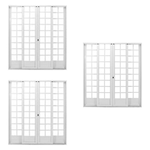 Kit com 3 Portas de Aço de Correr 215x200cm Minas Sul MGM Branco