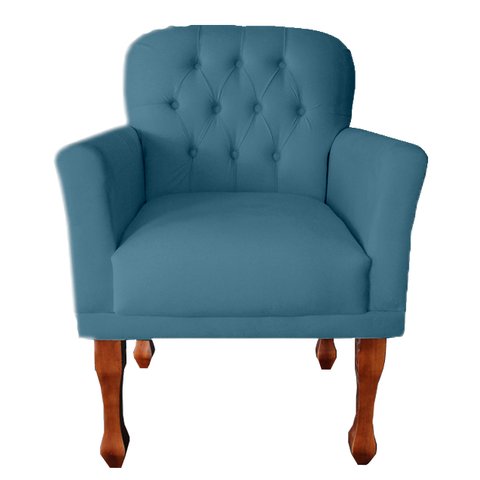 Poltrona Stephany Estofada para Quarto e Sala de Estar - Suede - Sv Decor:azul Royal