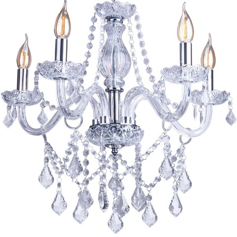 Lustre Candelabro France Nice Cristal Legítimo Transparente 5 Braços E14 Clássico