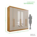 Ver imagem 4 de Guarda-Roupa 4 Gavetas 6 Portas com Espelho Lisboa Marrom/Cinamomo/Off White