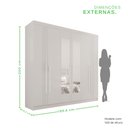 Ver imagem 4 de Guarda-Roupa 4 Gavetas 6 Portas com Espelho Lisboa Branco