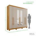 Ver imagem 4 de Guarda-Roupa 4 Gavetas 6 Portas com Espelho com Pés Lisboa Marrom/Cinamomo/Off White