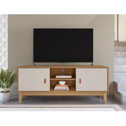 Rack para Tv Safira Plus 1,35m Cedro/off White - Casa D - 4