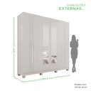 Ver imagem 4 de Guarda-Roupa 4 Gavetas 6 Portas com Espelho com Pés Lisboa Branco