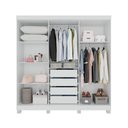 Ver imagem 2 de Guarda-Roupa 4 Gavetas 6 Portas com Espelho com Pés Lisboa Branco