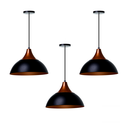 Ver imagem 1 de Kit 3 Pendente Panamá Preto C/topo Cobre Alumínio Decoração Cor; Preto Com Topo Cobre