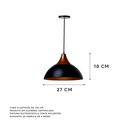 Ver imagem 2 de Kit 3 Pendente Panamá Preto C/topo Cobre Alumínio Decoração Cor; Preto Com Topo Cobre