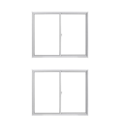 Kit com 2 Janelas de Alumínio de Correr 100x100cm Vidro Liso Linha Soft Mgm