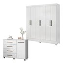 Ver imagem 1 de Cômoda Flora e Guarda Roupa Casal Prático Branco - Demóbile