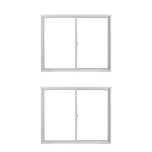 Kit com 2 Janelas de Alumínio de Correr 100x150cm Vidro Liso Linha Soft Mgm
