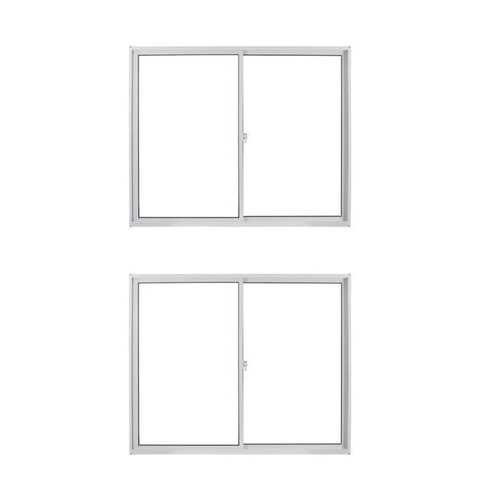 Kit com 2 Janelas de Alumínio de Correr 100x150cm Vidro Liso Linha Soft MGM Branco
