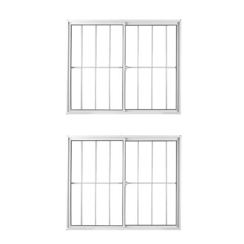 Kit com 2 Janelas de Alumínio de Correr 100x150cm 2 Folhas com Grade e Vidro Liso Linha Soft MGM Bra
