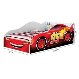 Cama Carro Infantil + Colchão McQueen Vermelho 100% MDF J&A Móveis - 5
