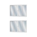 Ver imagem 1 de Kit com 2 Janelasde Alumínio de Correr 100x200cm 4 Folhas 2 Fixas com Vidro Liso Linha Soft MGM Branco