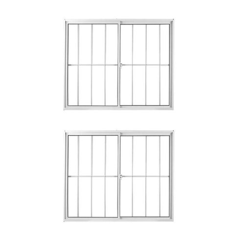 Kit com 2 Janelas de Alumínio de Correr 120x150cm 2 Folhas com Grade e Vidro Liso Linha Soft MGM Bra